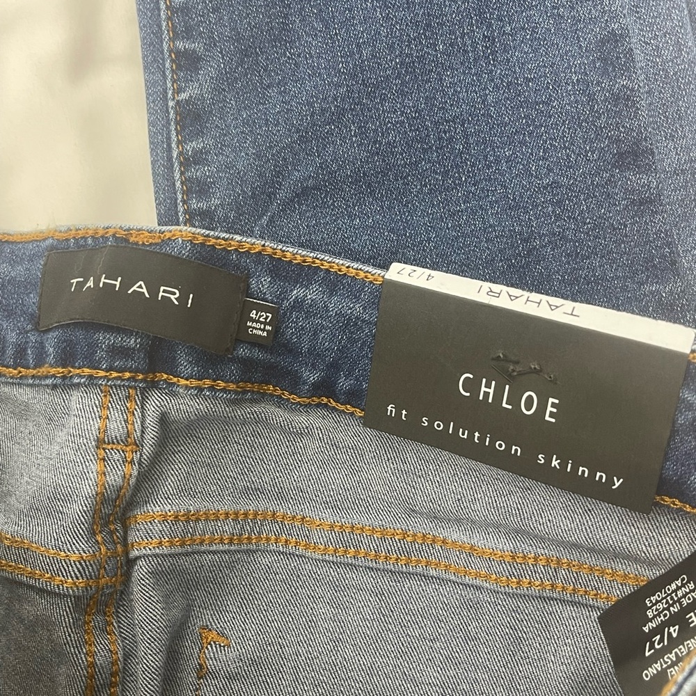 NWT Tahari Blue Skinny Jeans with Stretch and Tapered Leg - Picture 9 of 11